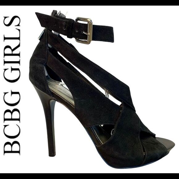 𝅺nwob BCBGirls Black strappy high heels size 8 - Picture 1 of 7